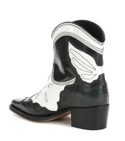 Ganni - Low Texas leather cowboy boots | Mytheresa