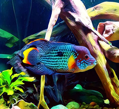 Male Green Terror Fish Cichlid Aquarium. More image, please click link ...