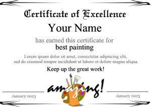 Art Certificates and Award Templates