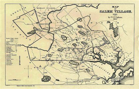 Vintage 1692 Map of Salem Massachusetts - 1866 Drawing by ...