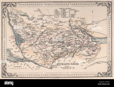 Decorative antique county map of Stirlingshire, Scotland. FULLARTON ...