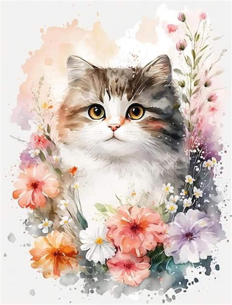 Premium AI Image | A cat in a flower garden