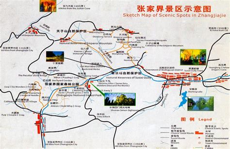 Zhangjiajie National Forest Park Map