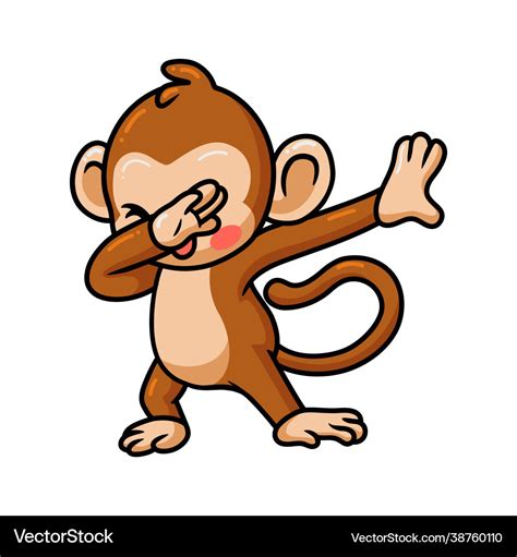 Cute baby monkey cartoon dabbing Royalty Free Vector Image