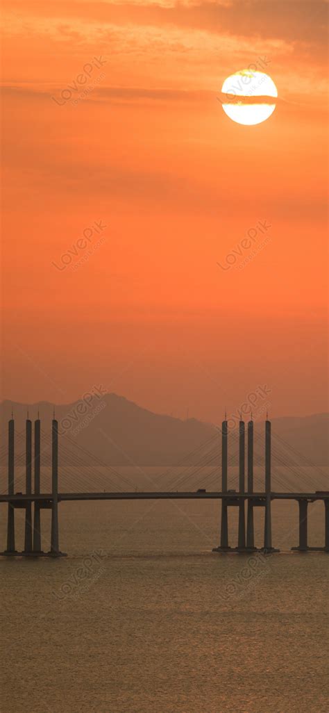 Sunset Mobile Phone Wallpaper For Cross Sea Bridge Images Free Download ...