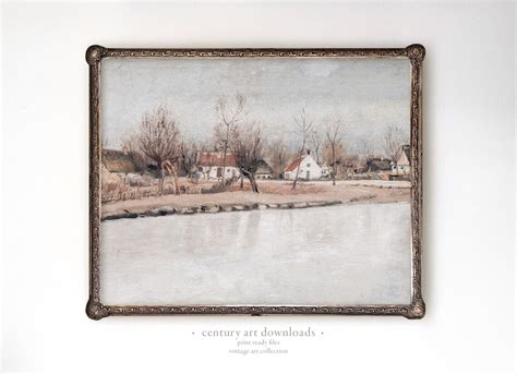 Vintage Printable Art Download Frozen Pond Winter Landscape 19th ...