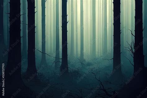 dark mysterious woods background Stock Illustration | Adobe Stock