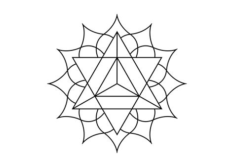 Sacred geometry, mystical symbol of the Merkabah, lotus flower in black ...