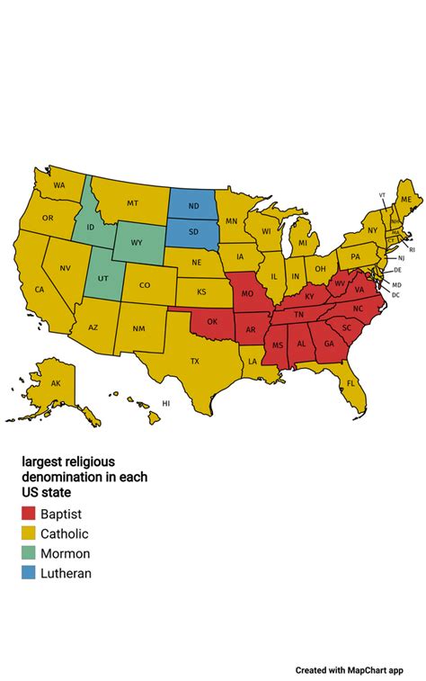 Largest religious denomination in each US state : r/MapPorn