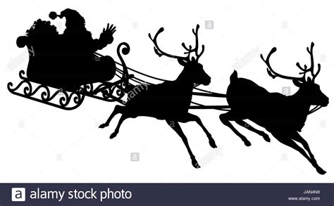 Santa Sleigh Silhouette illustration of Santa Claus in his sleigh Stock ...