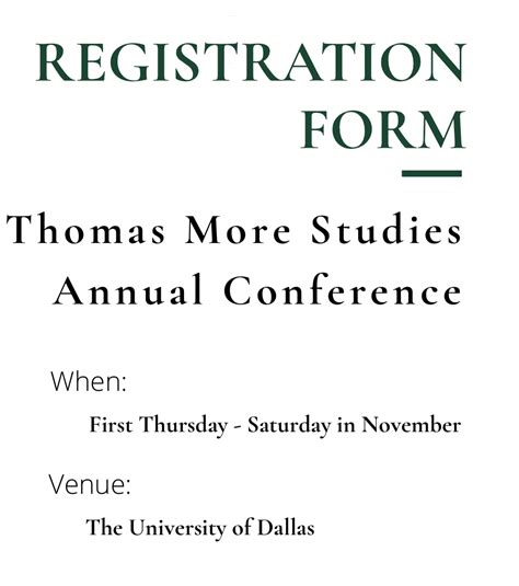 Conference Registration – Thomas More Studies