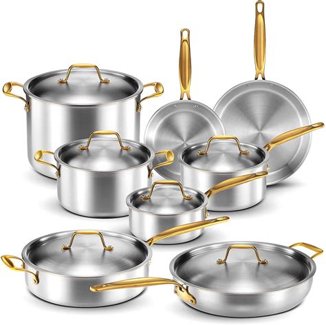 Legend Stainless Steel 5-Ply Copper Core | 14-Piece Cookware Set ...