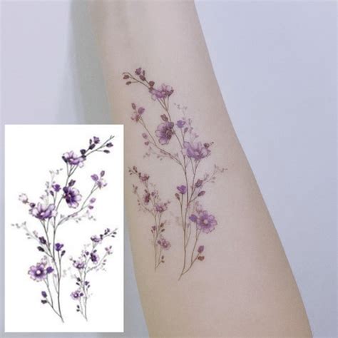 2 Temporary Flower Tattoos/purple Flower Tattoos/lavender - Etsy