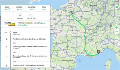 Calculer le coût d'un trajet en voiture planifié avec Itinéraire Mappy