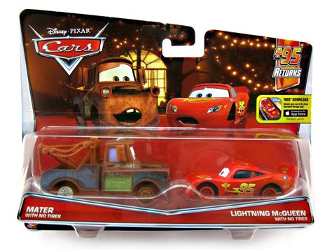 Dan the Pixar Fan: Cars 2: Mater & Lightning Mcqueen with No Tires 2-Pack