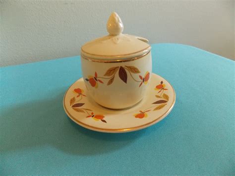 Jewel Tea Autumn Leaf Hall China Autumn Leaf Marmalade Lid Under plate