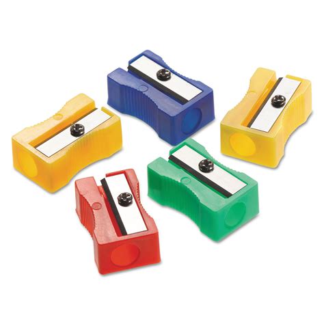 Westcott® Manual Pencil Sharpeners, Red/Blue/Green/Yellow, 4w x 2d x 1h ...