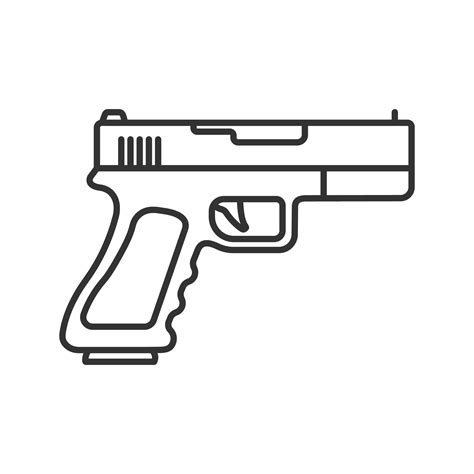 Gun, pistol linear icon. Thin line illustration. Firearm. Contour ...