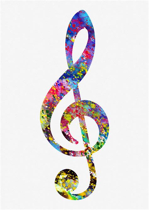 Treble Clef-colorful Digital Art by Erzebet S - Pixels