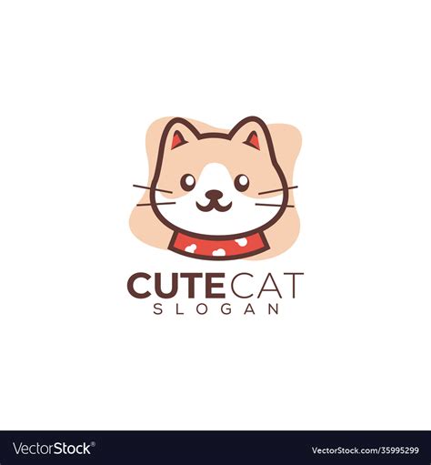 Adorable cute cat logo design Royalty Free Vector Image