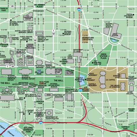 National Mall map, Washington, DC, USA (Eastern section) | Washington ...