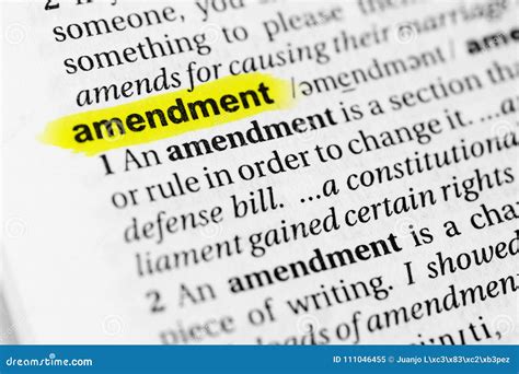 Highlighted English Word `amendment` and Its Definition in the ...