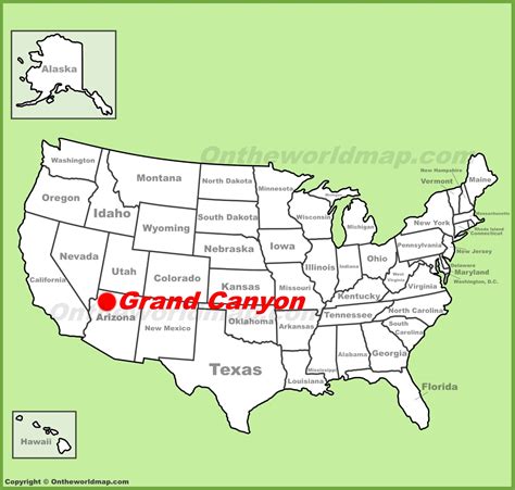 Grand Canyon location on the U.S. Map - Ontheworldmap.com