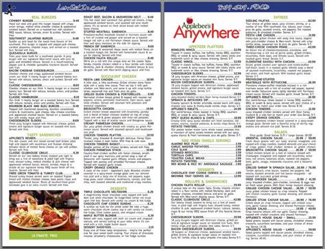 Menu For Applebee's