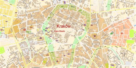 Krakow Poland Map Vector Exact City Plan High Detailed Street Map ...