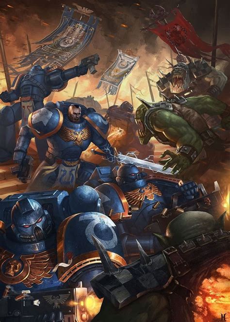 solider and orc wallapper, Warhammer 40,000, Ultramarines HD wallpaper ...