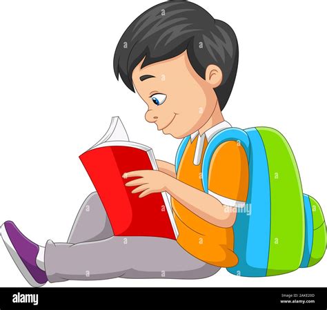 Cartoon little boy reading a book Stock Vector Image & Art - Alamy