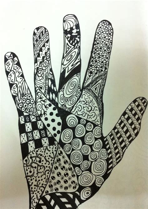 hand zentangle | Line art lesson, Zentangle patterns, Elements of art