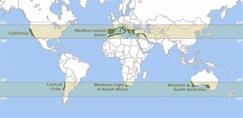 Map of The World's Mediterranean Climate Zones | Climate zones ...