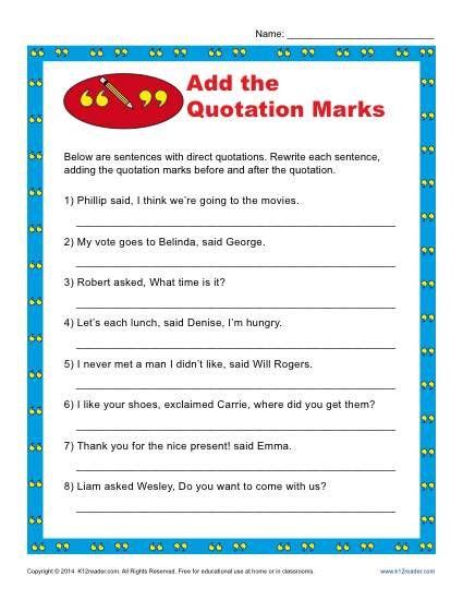 Writing With Quotation Marks Worksheets | zaria-kline