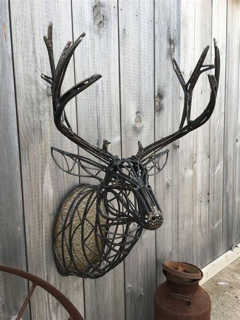 metal deer head sculpture faux taxidermy Metal Wire Art, Metal Tools ...