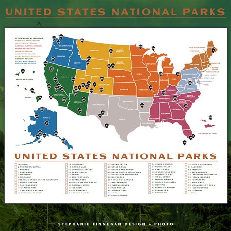 your printable us national parks map with all 63 parks 2021 - us ...