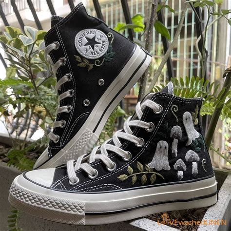 Custom Converse Chuck Taylor Embroidered Ghosts and Mushrooms - Etsy in ...