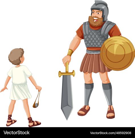 Isolated cartoon of david and goliath Royalty Free Vector