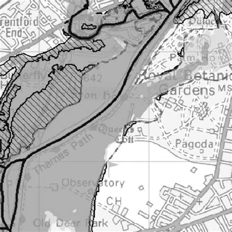 Example of a flood extent map of part of the River Thames. | Download ...