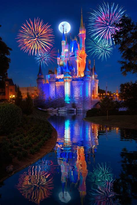 Walt Disney World Cinderellas Castle Fireworks under Full Moon | Justin ...