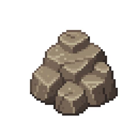 An 8 bit retro styled pixel art illustration of a stone rock. 19527056 PNG