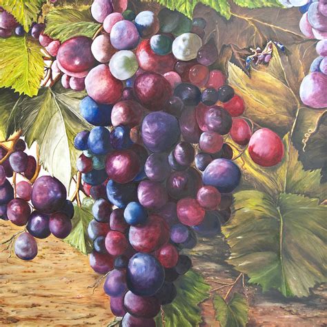 Wine Grapes On A Vine Painting by Chuck Gebhardt