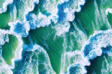 Premium Photo | Ocean waves top view seamless pattern digital illustration