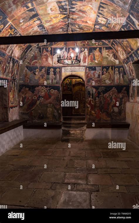 Arbanasi, Bulgaria - 8 may, 2019: Ancient murals inside the Nativity of ...