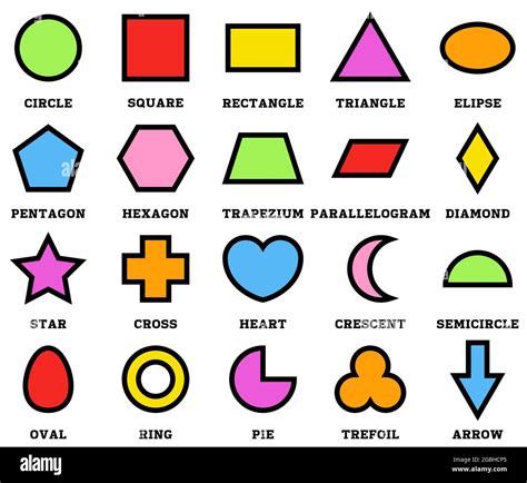 Colorful geometric shapes with their name clip art collection isolated ...