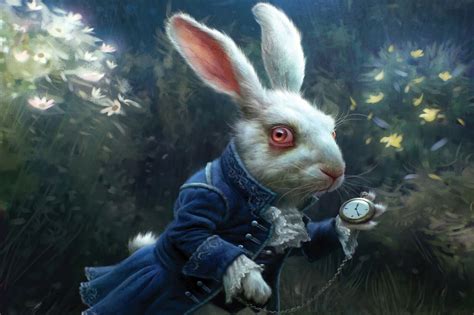 WHITE RABBIT ALICE IN WONDERLAND PAINTING WALL ART PRINT - PREMIUM ...