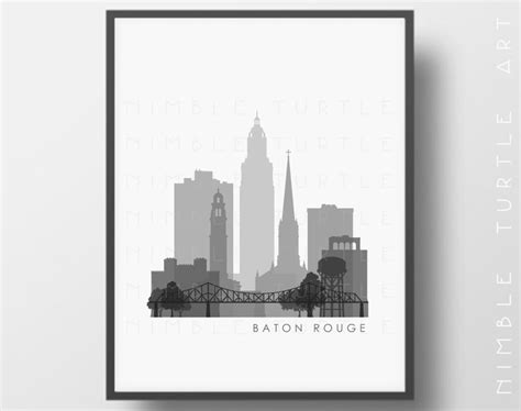 Baton Rouge Skyline Printable Download Black and White | Etsy