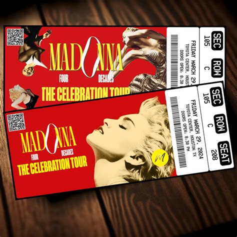 Printable Madonna Ticket the Celebration Tour Music Concert Show Pass ...