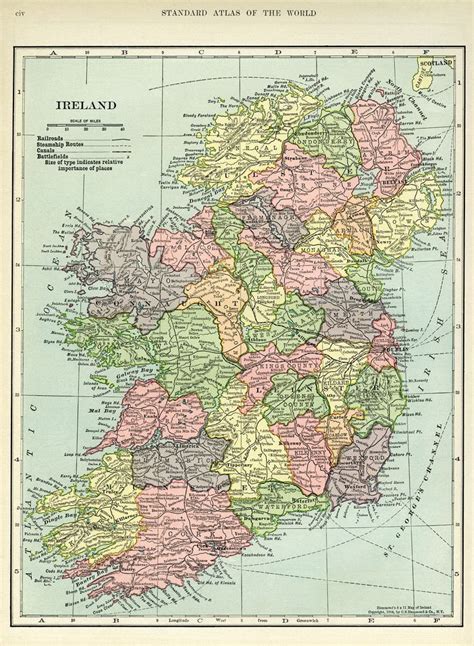 Ireland map, vintage map download, antique map, C. S. Hammond, history ...