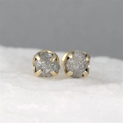 Diamond Earrings Conflict Free Rough Raw Uncut Diamonds - Etsy